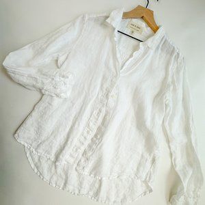 Anthropologie Cloth & Stone 100% Linen White Blouse Size Medium